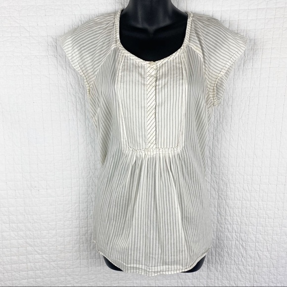LOFT Tops - Ann Taylor LOFT Sheer Antique White Pinstripe Top
